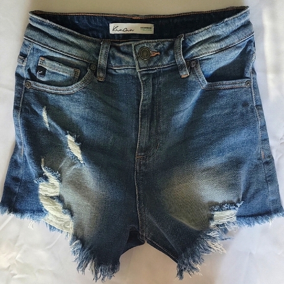 KanCan Women's High Waisted Blue Jean Shorts - Picture 1 of 4